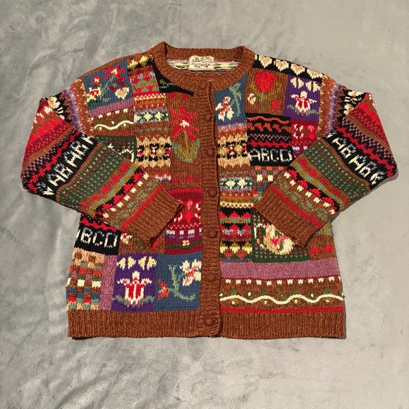 Heirloom Collectibles Sweaters - Vintage Herloom Collectibles Sweater Womens Medium Brown Cardigan Knit